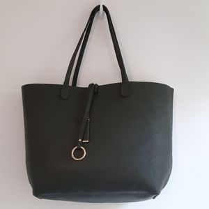 Dark Green Tote with makeup bag